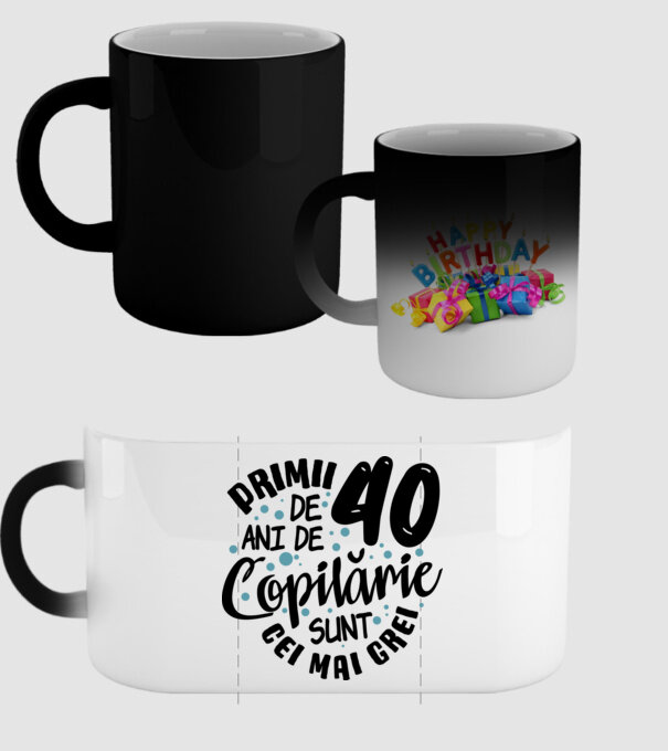Copilărie 40 de ani model negru pe tricou