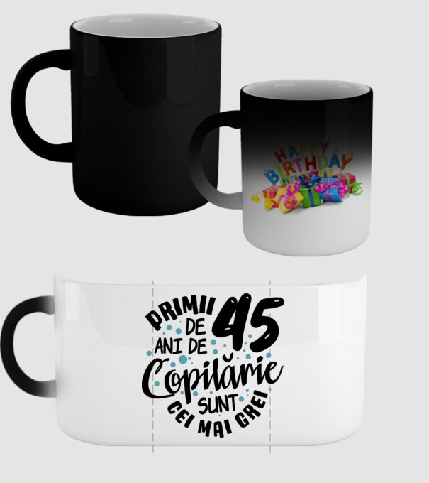 Copilărie 45 de ani model negru pe tricou