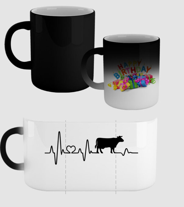 Cow Heartbeat model negru pe tricou