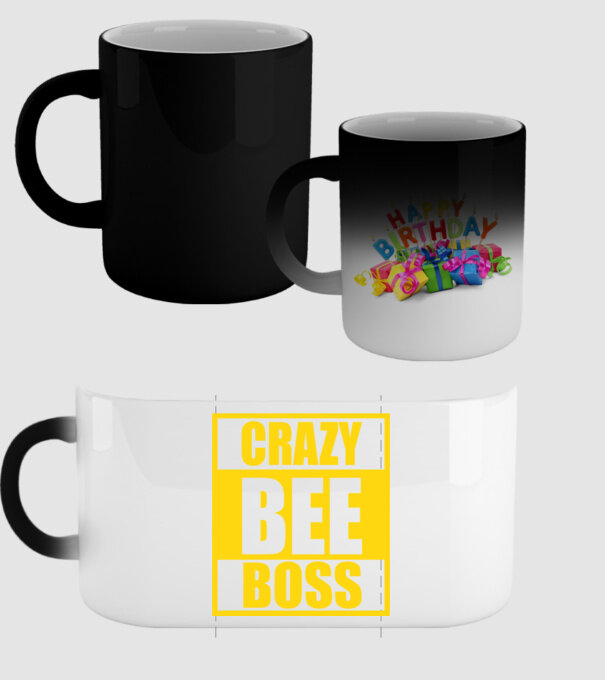 Crazy bee boss model negru pe tricou