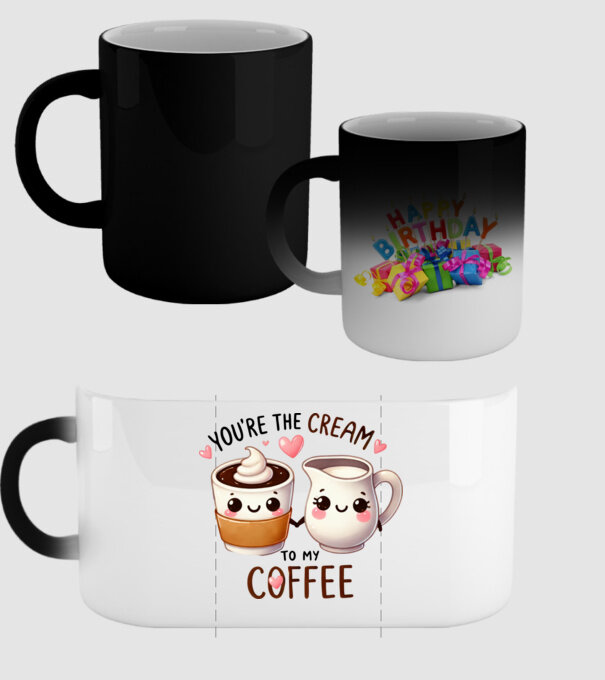 Cream to my Coffee model negru pe tricou