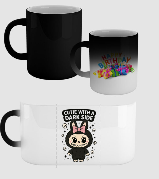 Cutie with a dark side model negru pe tricou