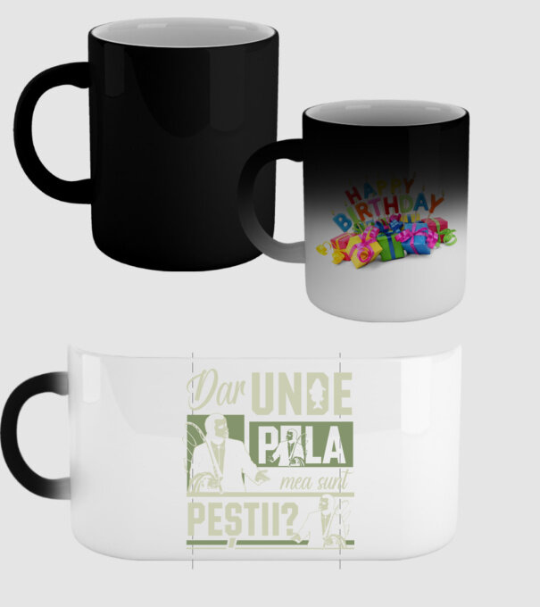 Dar unde p la mea sunt peștii model negru pe tricou