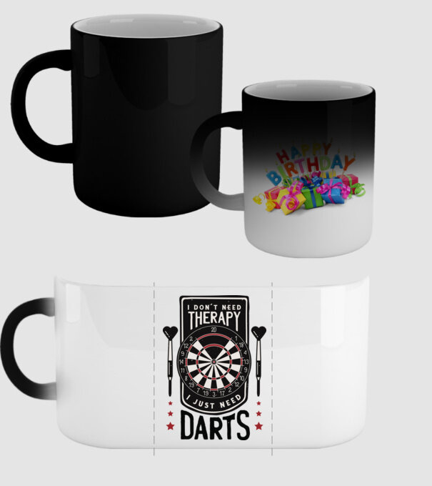 Darts Therapy model negru pe tricou