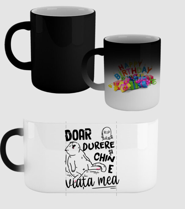 Doar durere și chin e viața mea model negru pe tricou