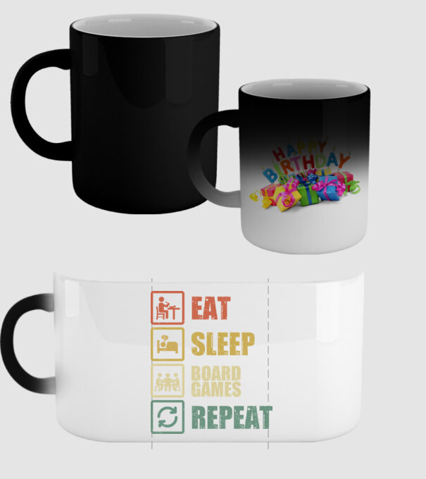 eat sleep Board Games repeat model negru pe tricou