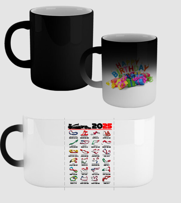 F1 calendar 2025 Alb model negru pe tricou