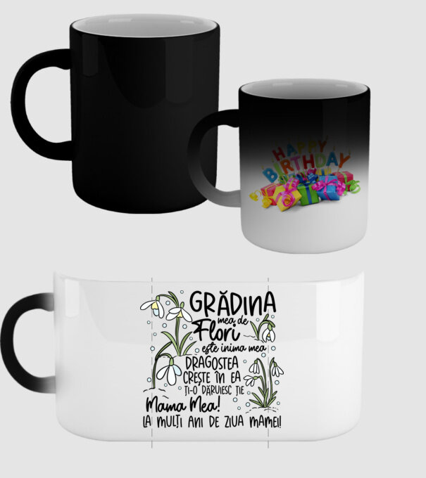 Grădina mea de flori model negru pe tricou