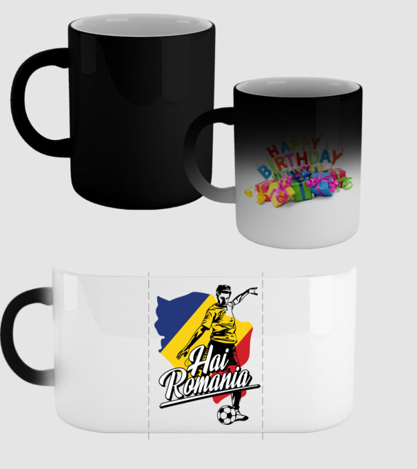 Hai romania fotbal model negru pe tricou