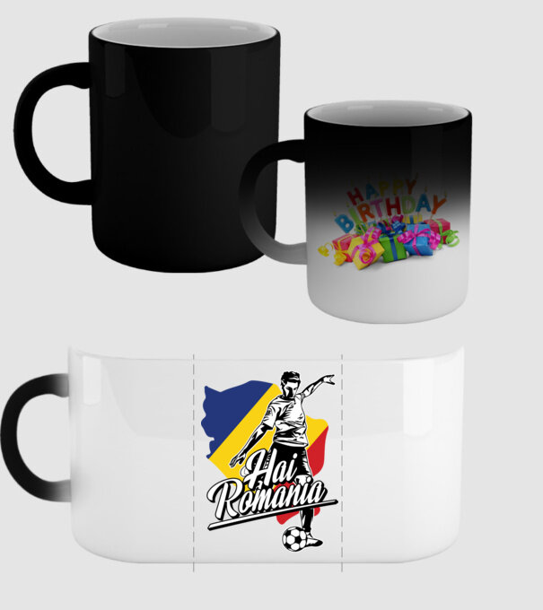 Hai romania fotbal model negru pe tricou