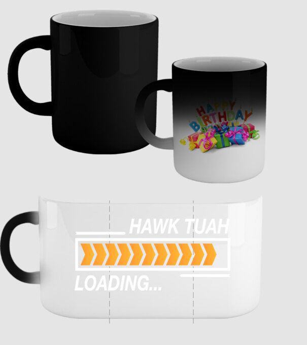 Hawk tuah loading model negru pe tricou