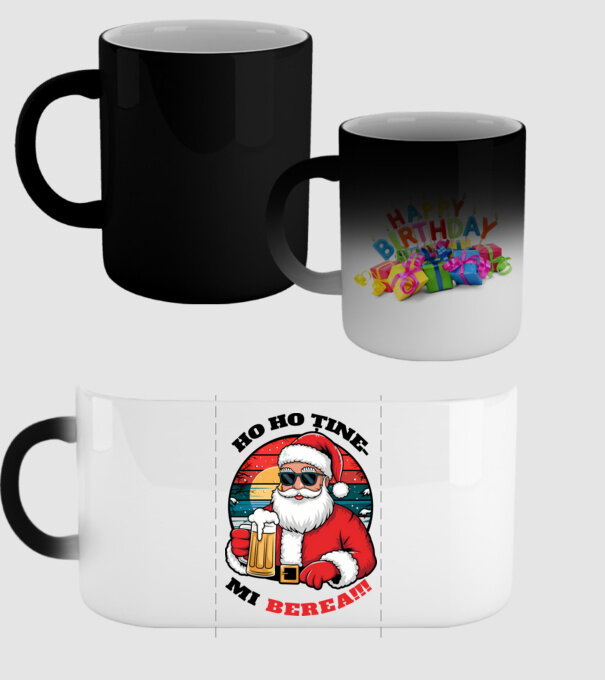 Ho ho ține mi berea! alb model negru pe tricou
