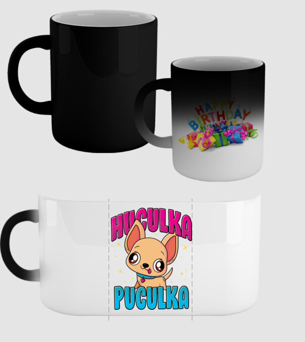 Huculka Puculka chivava model negru pe tricou