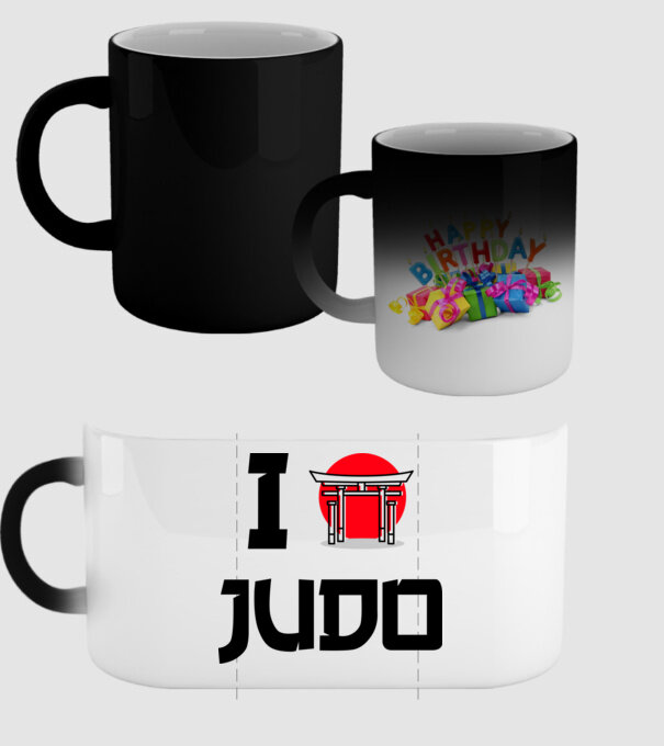 I love Judo model negru pe tricou