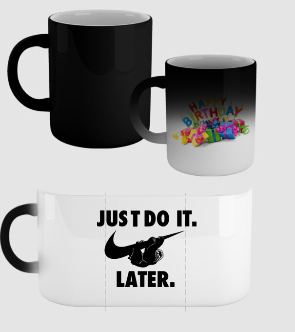 Just do it later model negru pe tricou