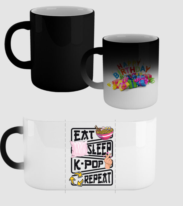 K-POP EAT SLEEP model negru pe tricou