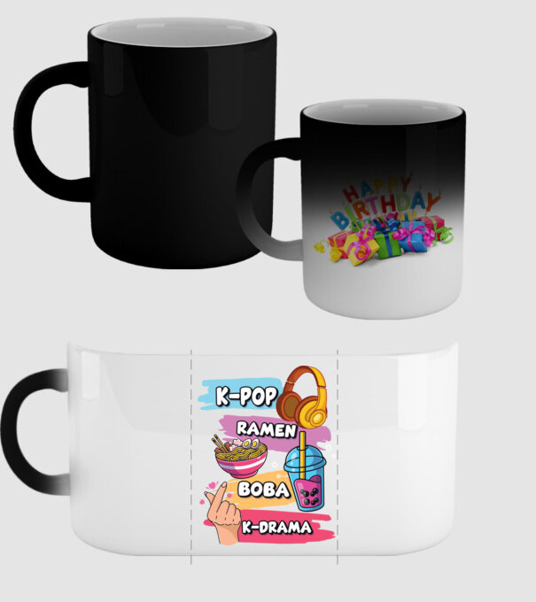 K-POP RAMEN BOBA K-DRAMA model negru pe tricou