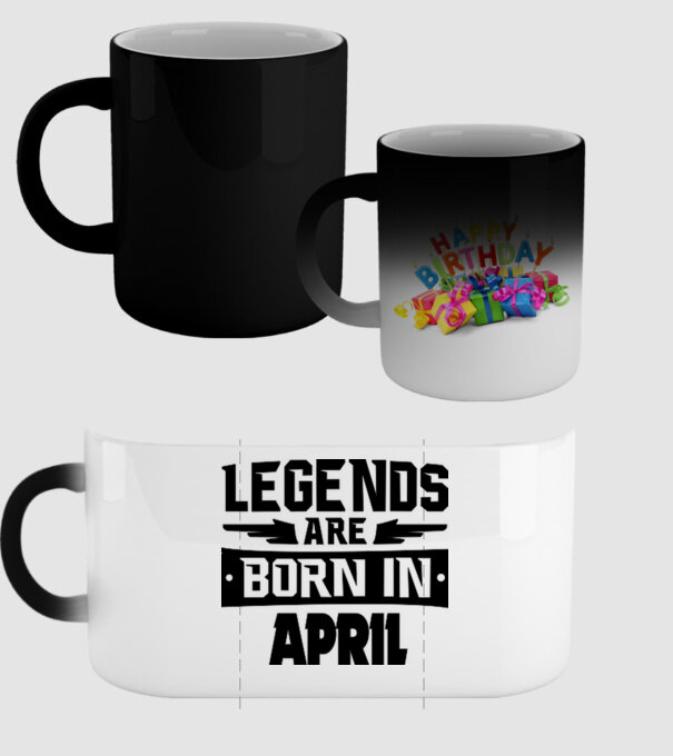 Legends are born in April model negru pe tricou