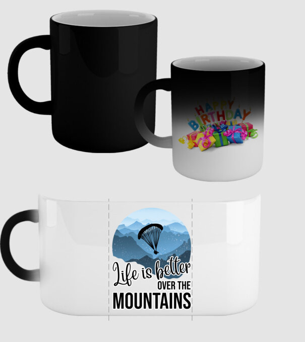 Life is better over the mountains model negru pe tricou