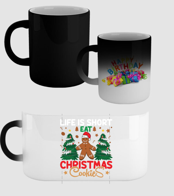 Life is short - eat christmas cookies model negru pe tricou