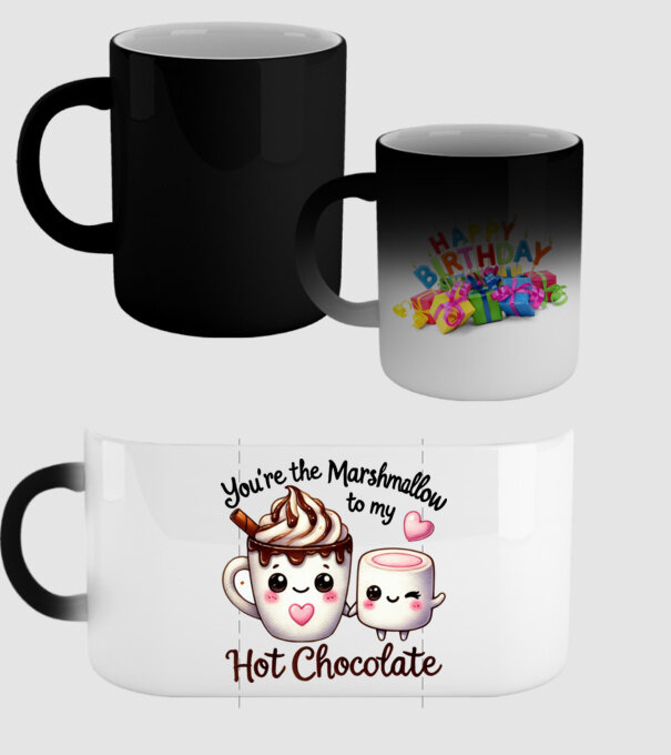Marshmallow to my Hot Chocolate model negru pe tricou