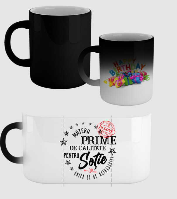 Materii prime de calitate pentru soție model negru pe tricou