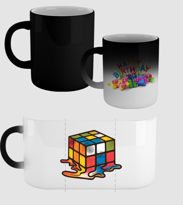 Melted Rubik model negru pe tricou