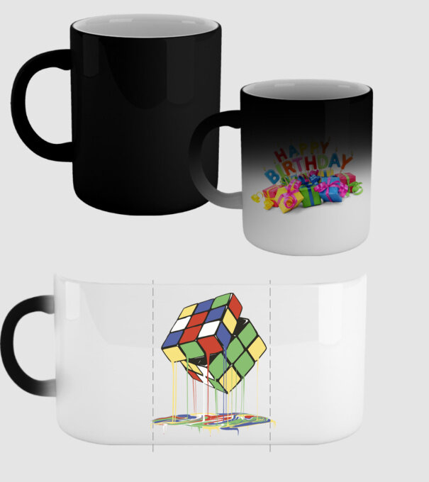Melting Rubik cube model negru pe tricou