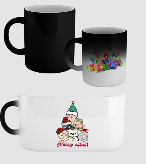Meowy catmas model negru pe tricou