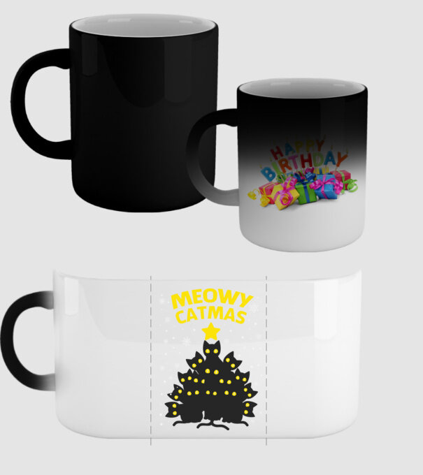 Meowy catmas black model negru pe tricou