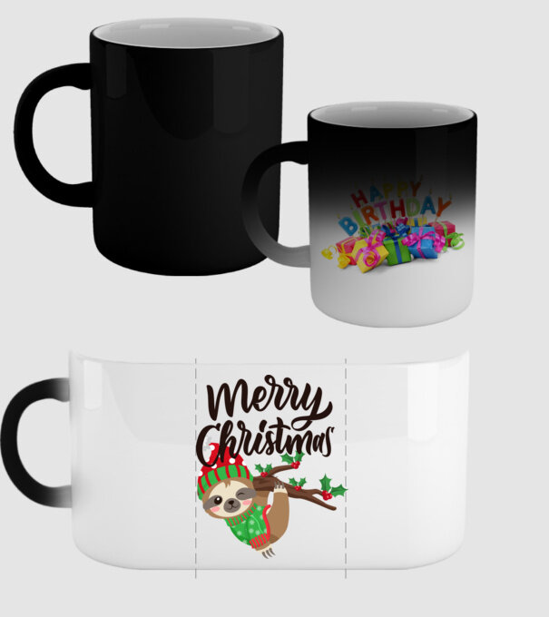 Merry christmas sloth model negru pe tricou