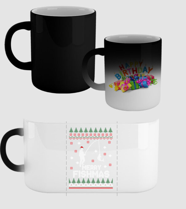 Merry Fishmas model negru pe tricou