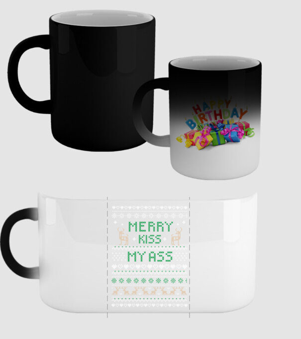 Merry kiss my ass ugly sweater model negru pe tricou