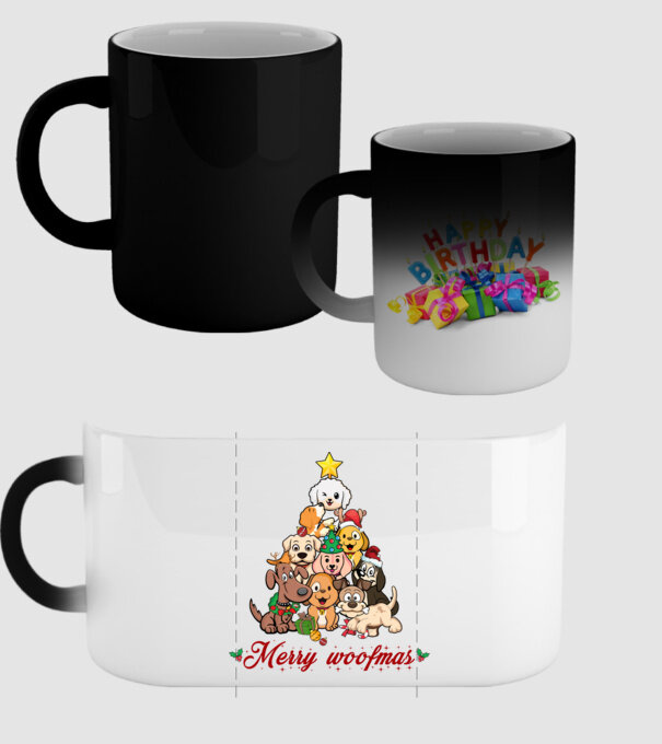Merry woofmas model negru pe tricou
