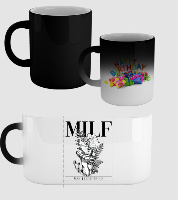 MILF man i love frogs model negru pe tricou