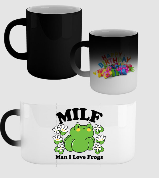 MILF man i love frogs model negru pe tricou