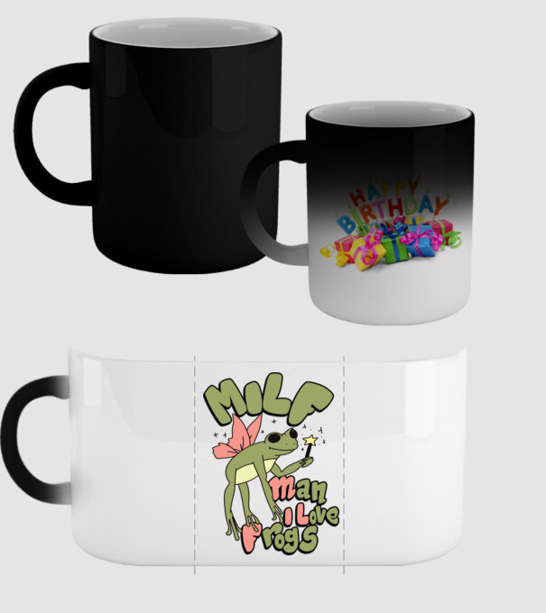 MILF man i love frogs model negru pe tricou