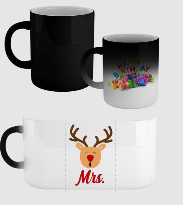Mrs Reindeer christmas couple model negru pe tricou