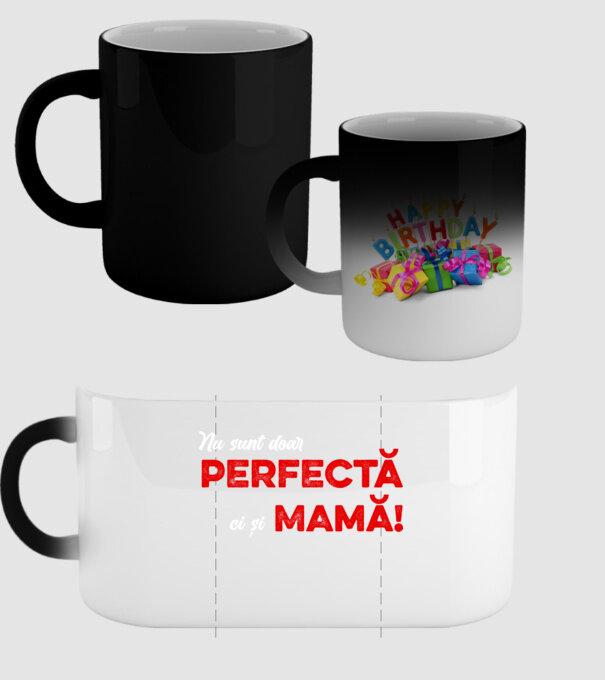 Nu sunt doar perfectă, ci și mamă! model negru pe tricou