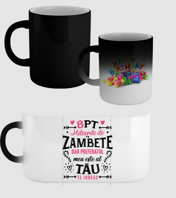 Opt miliarde de zâmbete model negru pe tricou