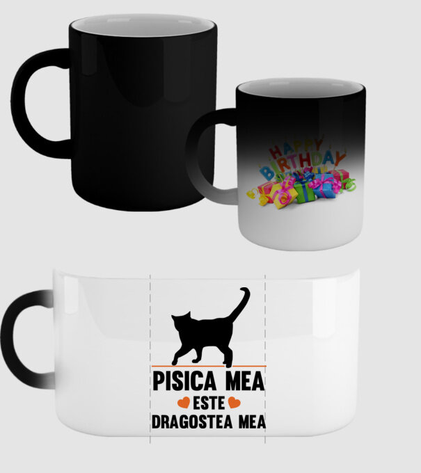 Pisica mea este dragostea mea model negru pe tricou