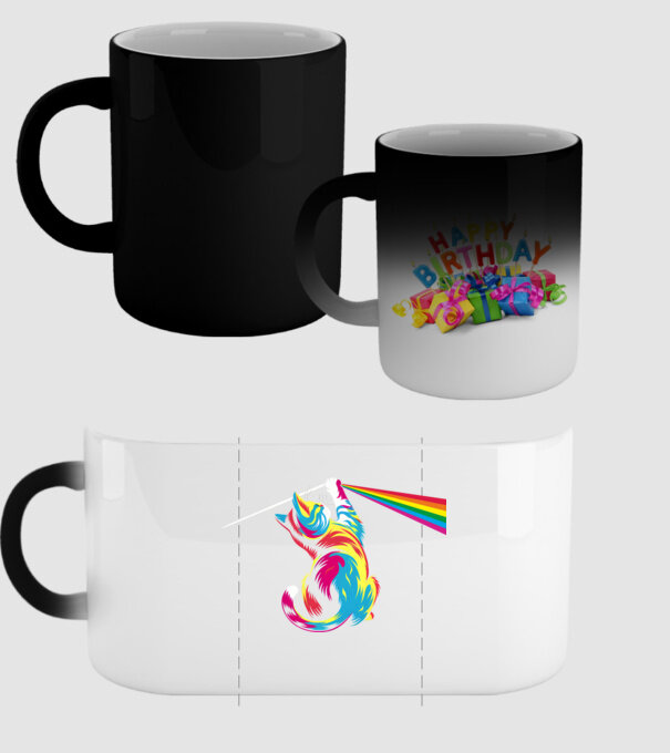 Pisica prismă model negru pe tricou