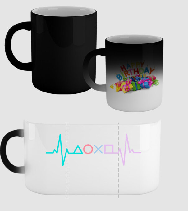 Playstation Symbols EKG model negru pe tricou