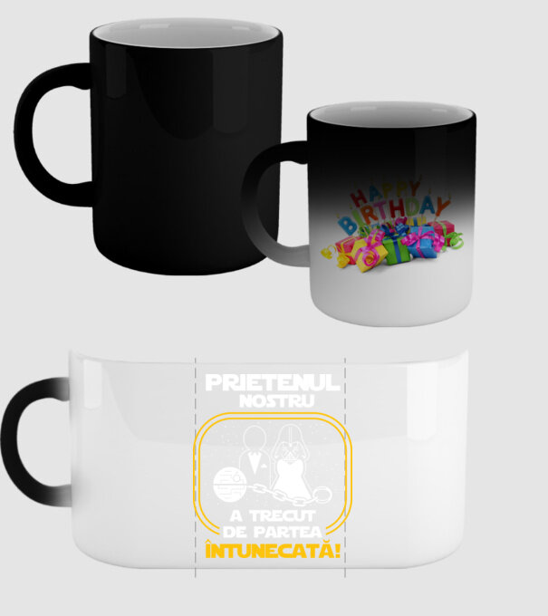 Prietenul nostru a trecut de partea întunecată model negru pe tricou