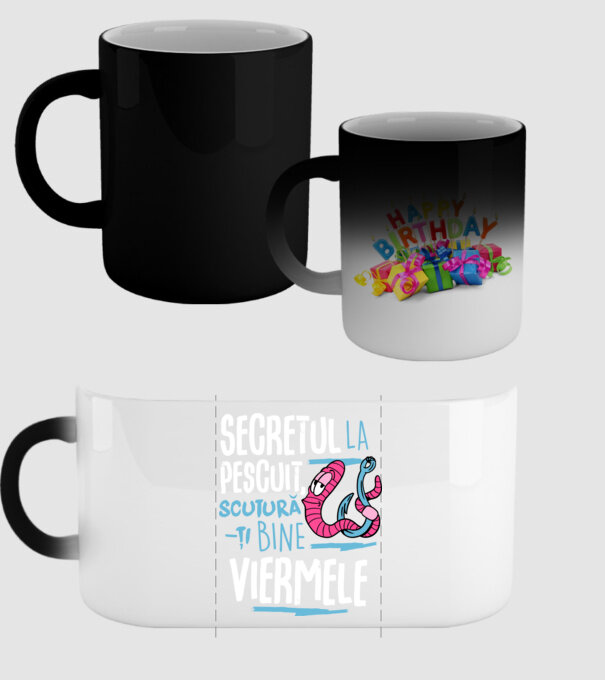 Secretul la pescuit scutură-ți bine viermele model negru pe tricou