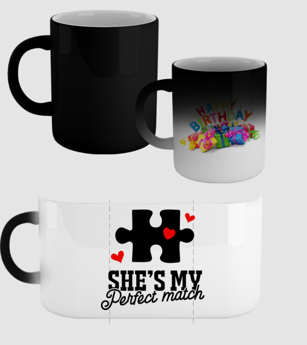 She is my perfect match model negru pe tricou
