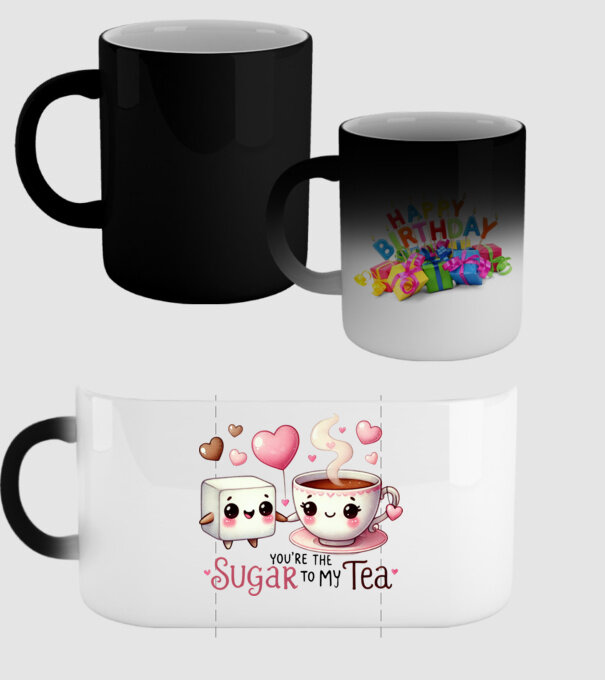 Sugar to my Tea model negru pe tricou