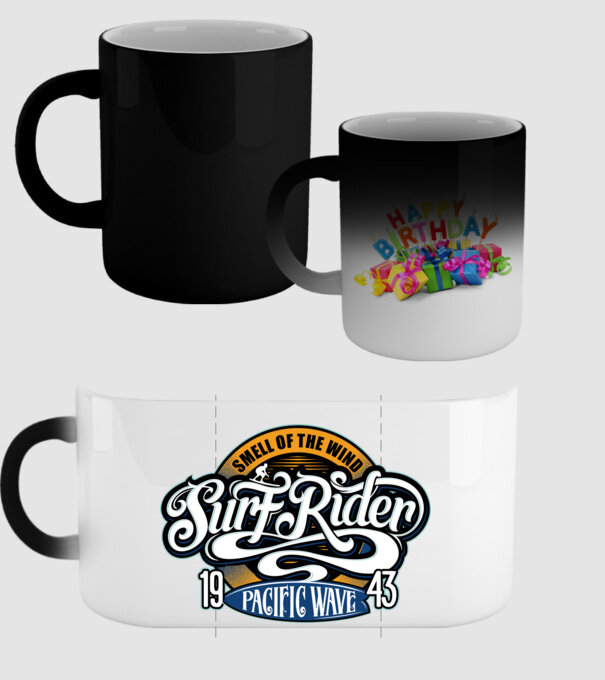 Surf Rider model negru pe tricou