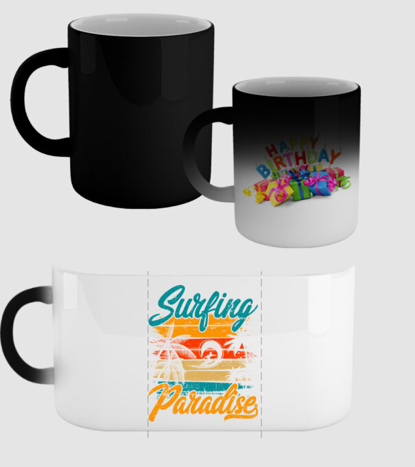 Surfing Paradise model negru pe tricou