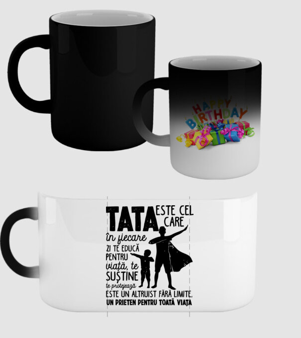 Tata este cel care în fiecare zi te educă pentru viață D5995141 model negru pe tricou